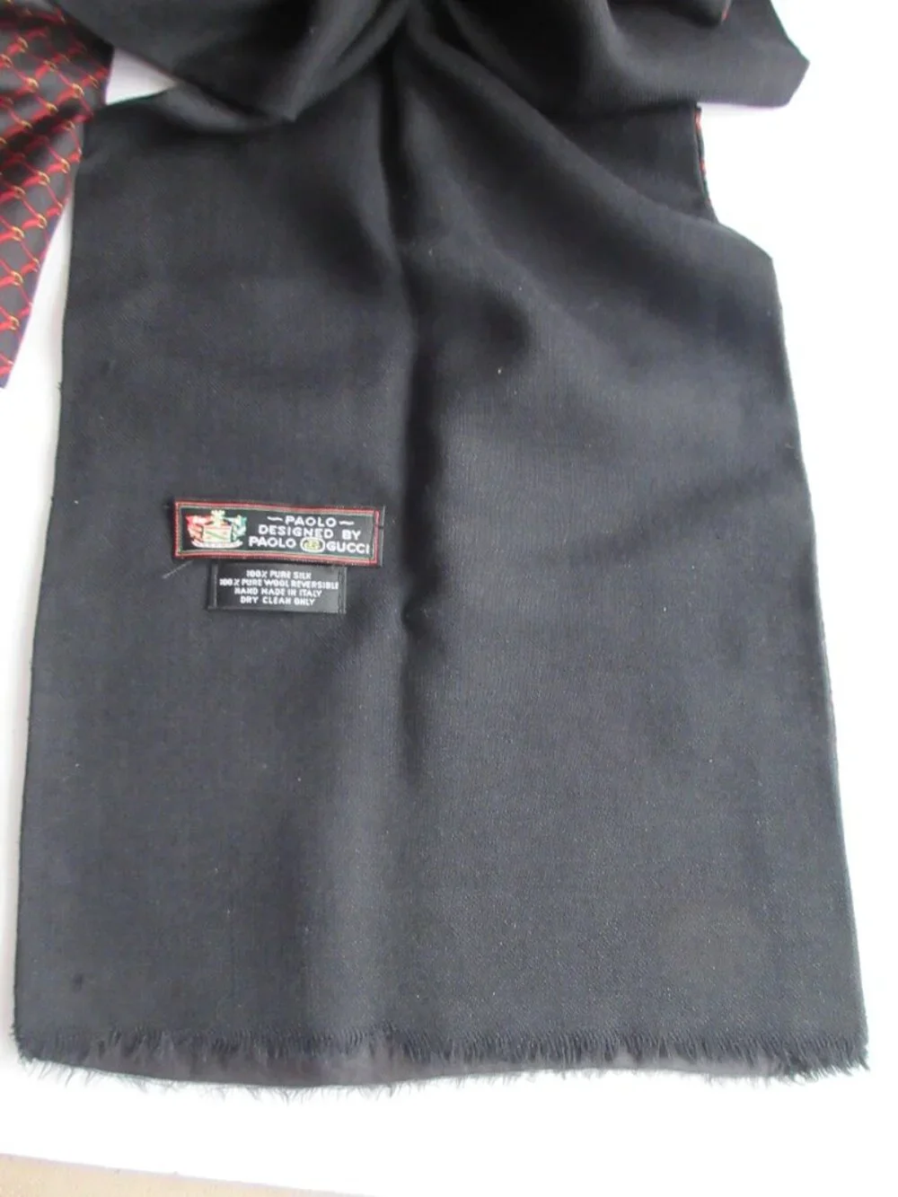 Paolo Designed By Paolo Gucci Scarf Made In Italy 100% Silk 100% Wool Reversible